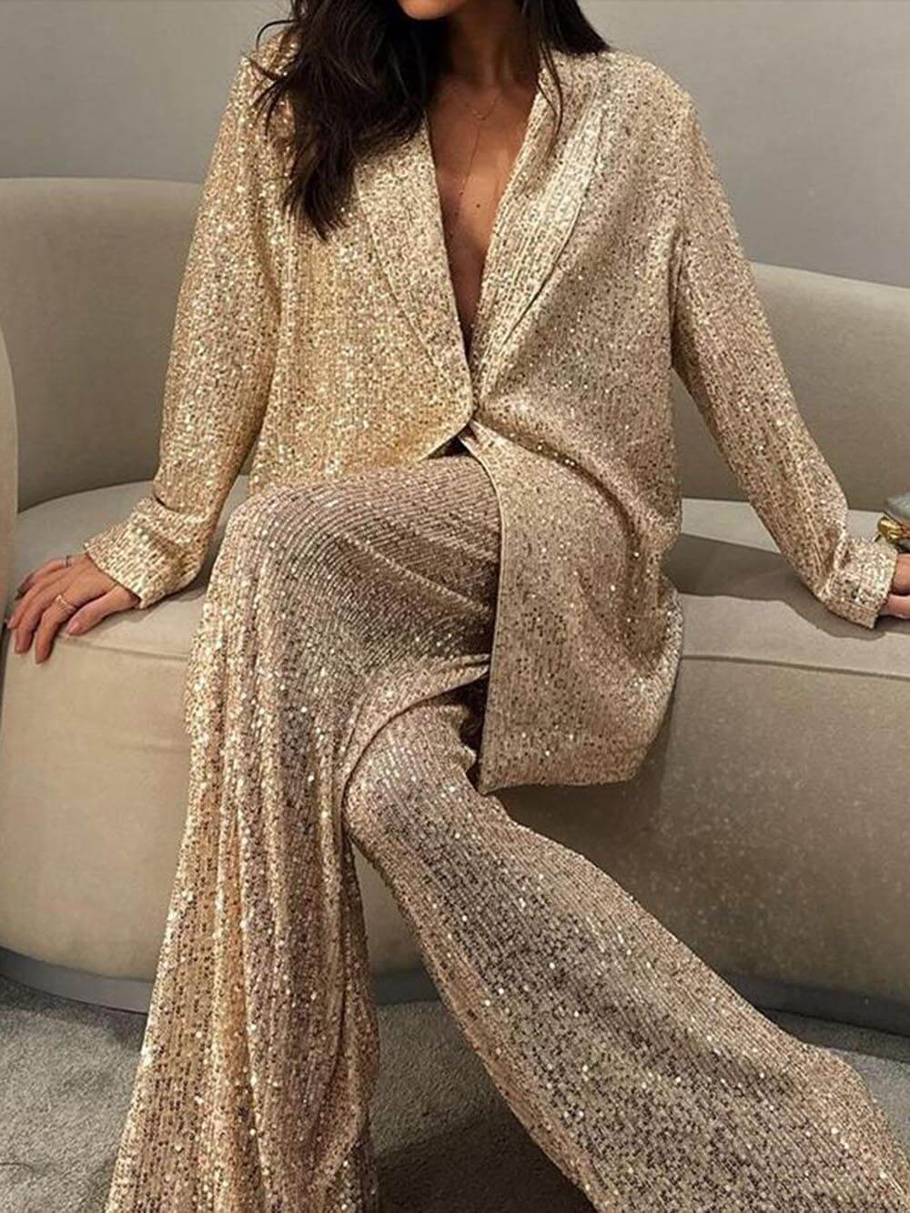 Fashionable Casual Sequined Blazer