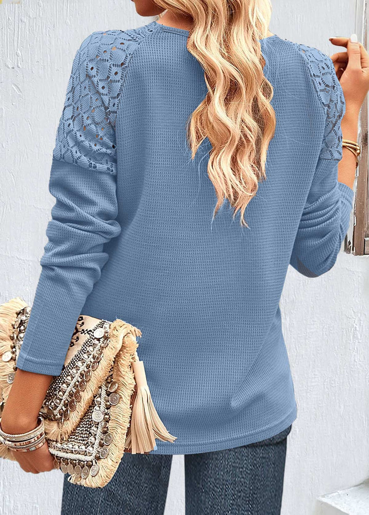 Dusty Blue Lace Long Sleeve T Shirt