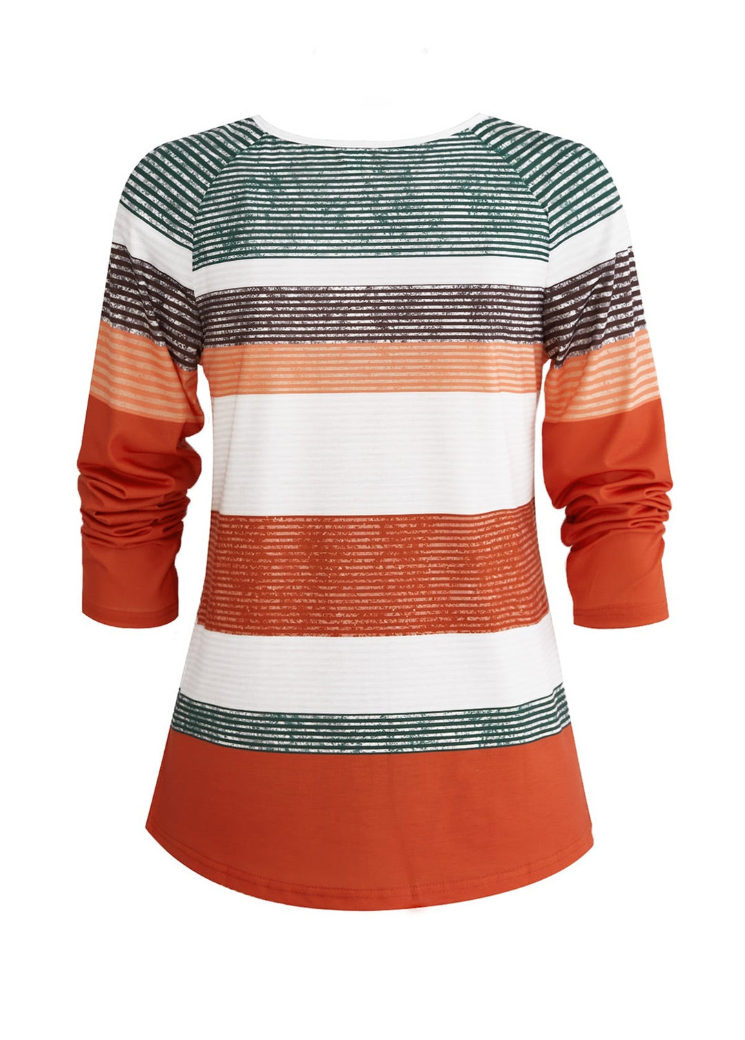 Multi-Striped Printed T-shirt with Orange Button