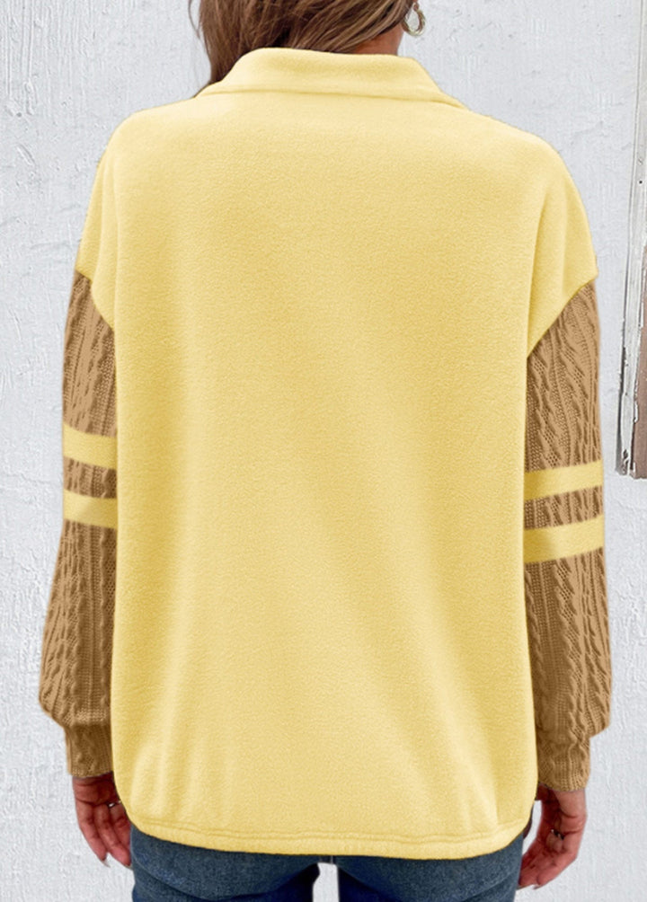 Light Yellow Zip Sweatshirt with Long Sleeves