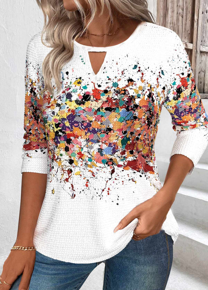 MODLILY®  
T-Shirt Long Sleeve Cut-Out Ombre White