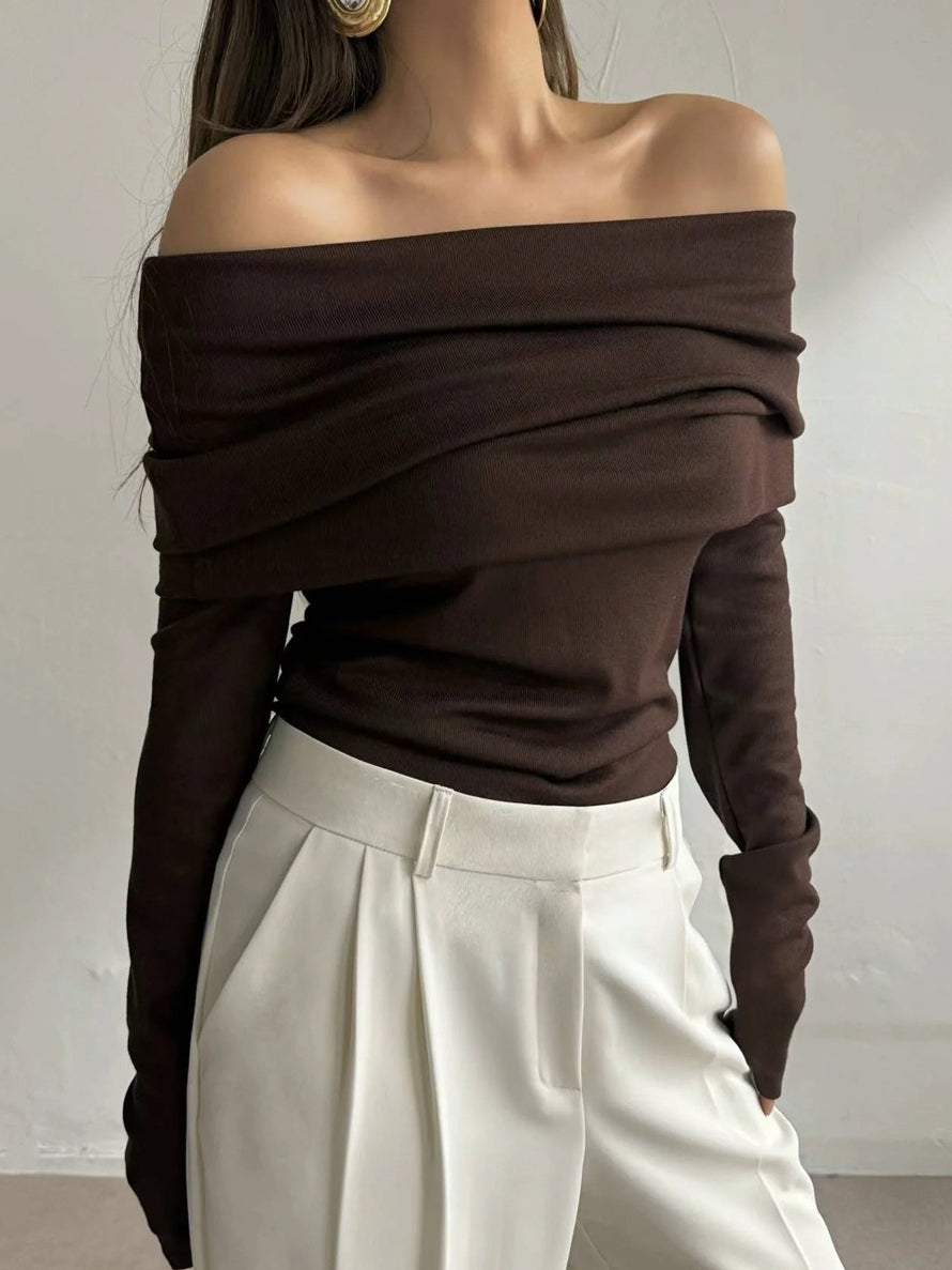 One-shoulder Chest-wrap Sweater