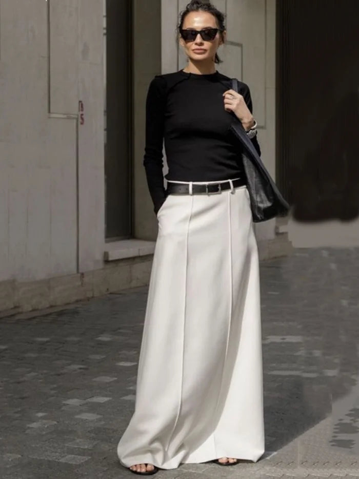 Stylish H-Line Solid Color Skirts Bottoms