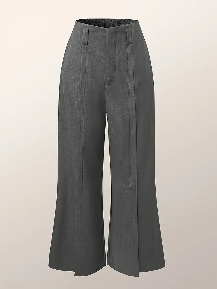 Loose Wide Pants High-Waisted Pleated Split-Front Pants Trousers