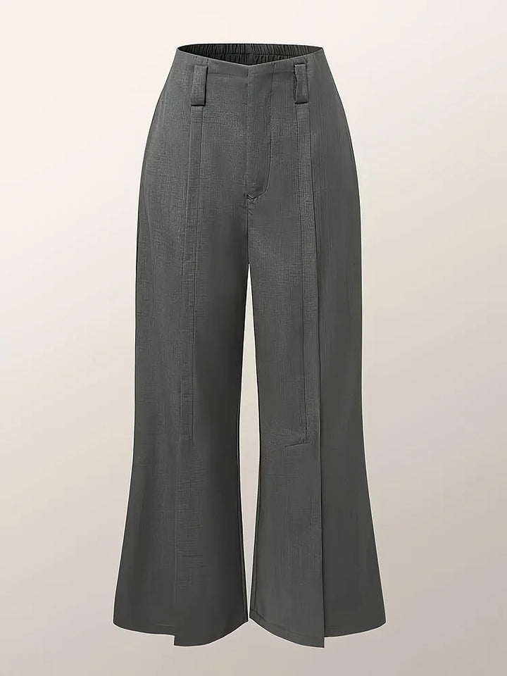 Loose Wide Pants High-Waisted Pleated Split-Front Pants Trousers