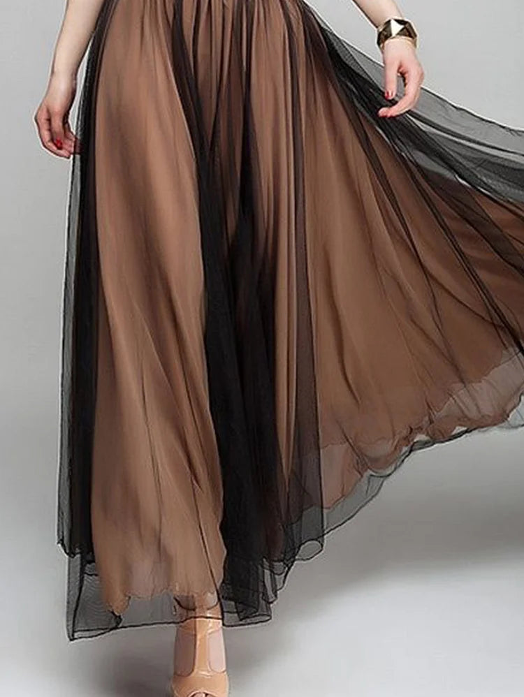 Elegant Plain Boat Neck Flowy Hem Maxi Dress